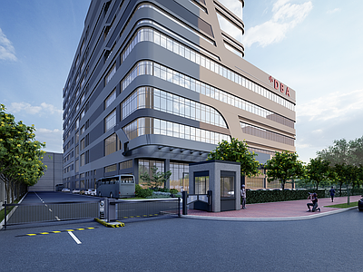 现代工业商业景观 科技园区 园区道路设计 建筑外立面 园区楼顶设计