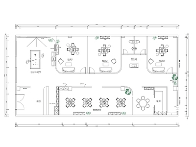 现代原木棋牌室 300高端棋牌室 平面布局设计图 施工图