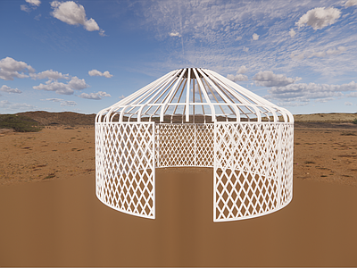现代新中式风格建筑 蒙古包结构 木结构 蒙古包