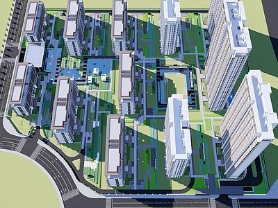 现代小区景观 小区景观 户外健身区 连廊 廊架 跑道