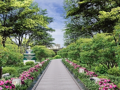 现代景观公园 现代园路 景观步道 园林小径
