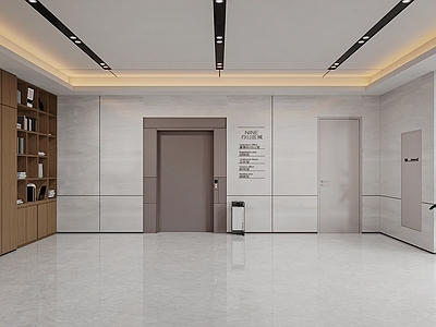 现代电梯间 现代办公室电梯间 楼梯间 盆栽盆景 办公室隔断柜