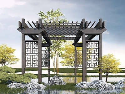 现代中式花架