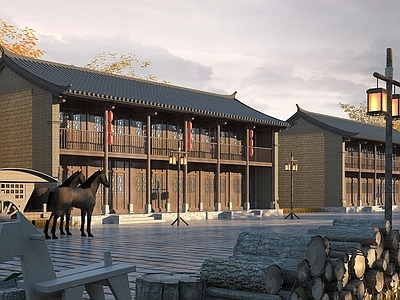 现代古建商业街宿舍楼