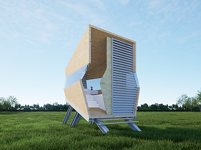 现代简约木屋 创意钢木小屋 可移动小屋 创意造型钢构小屋 民宿旅游小屋 营地度假小屋
