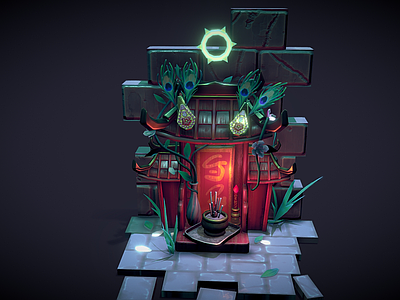 现代艺术风格建筑 路边的神社 土地庙 供奉祭台 神庙寺庙 小神社