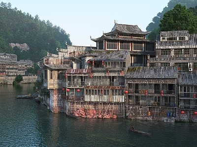现代古代建筑园林景观