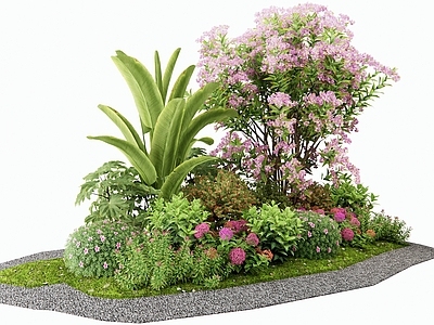 灌木 花境 花草组合 植物组合 杜鹃花 月季花