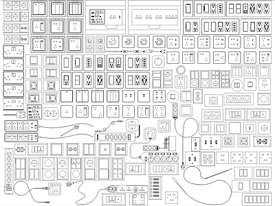 开关插座 智能面板电箱 插板插排插头 施工图