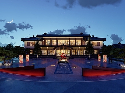 中式现代游客中心 村委会 游客服务中心 子弹 党建文化广场 红色文化广场