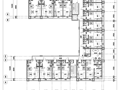 现代新中式酒店建筑 U型酒店式公寓 U型公寓全套CA 公寓户型平面图 施工图