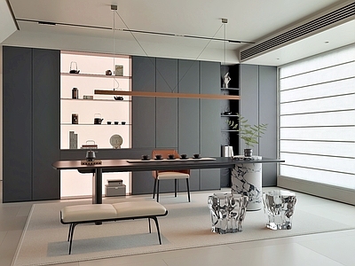 新中式轻奢茶室 别墅茶室 轻奢中式茶室 会所茶室 定制茶室柜茶桌 办公室茶室