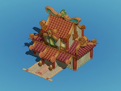 新中式复古风格建筑 小城建筑 场景建筑