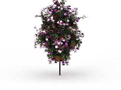 现代佛龛 紫色鲜花吊篮
