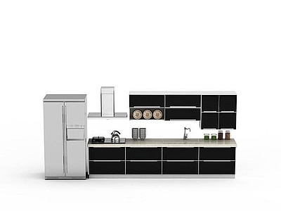 现代厨具 黑色整体橱柜