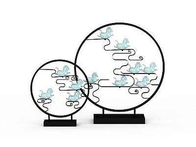现代摆件组合 复古玉马摆设品