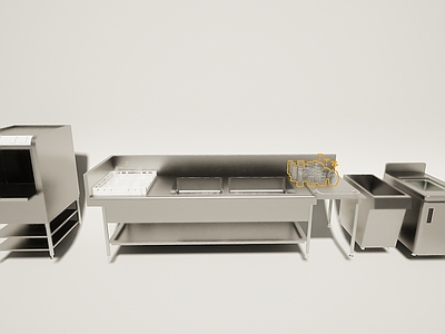 现代厨具 厨房不锈钢操作台餐具
