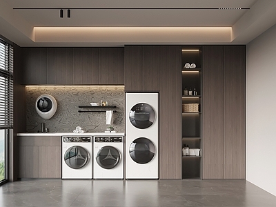 现代意式洗衣机柜 现代意式洗衣房 洗衣机柜