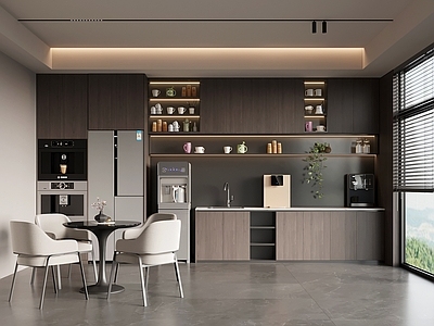 现代意式茶水间 现代意式茶水间 茶水柜 休闲桌椅