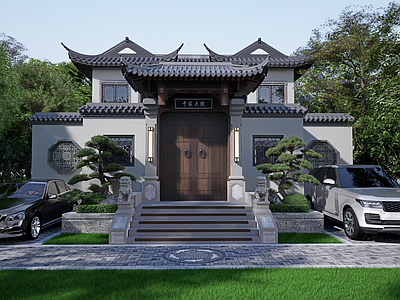 中式乡村民房 中式四合院 乡村四合院 中式别墅