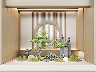 新中式住宅景观 新中式室内景观 景观造景 景观小品 绿植景观造景