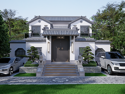 新中式四合院 新中式四合院 乡村别墅 乡村四合院
