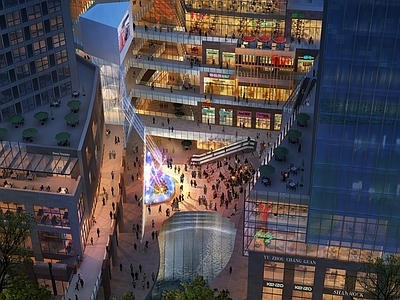 现代极简商场建筑 商业街 商业综合体 商业建筑 商业办公