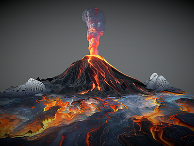 现代其他景观小品 火山 火山爆发 熔岩
