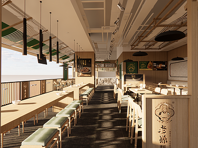 现代新中式中餐厅 餐饮空间 餐厅 面馆设计