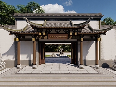 新中式中式双开门 别墅大门 庭院中式古建大门 博物馆中式大门 寺庙古建门 中式大门石狮子