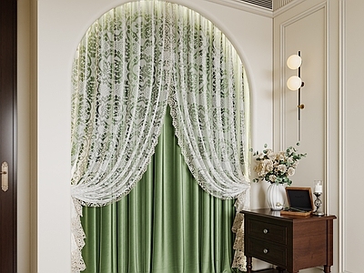 法式奶油衣帽间 法式衣帽间门洞纱 法式衣帽间拉帘 丝绸窗帘 镂空纱帘 法式衣帽间帘子