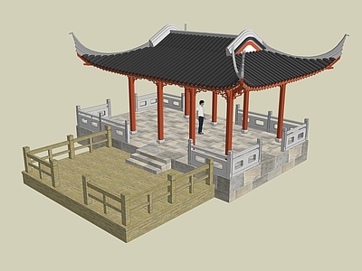 中式古建筑 休憩亭