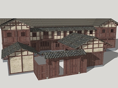 中式古建筑 川西民居 古建筑