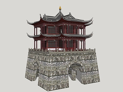 中式古建筑 阙楼 古建筑 门楼