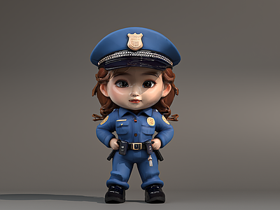 女人 女警官 女警察 雕塑摆件 Q版人物 手办