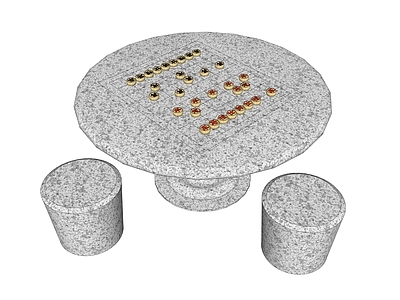 现代休闲桌椅 圆形水磨石象棋桌