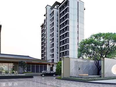 新中式小区景观 小区入口 小区大门 示范区