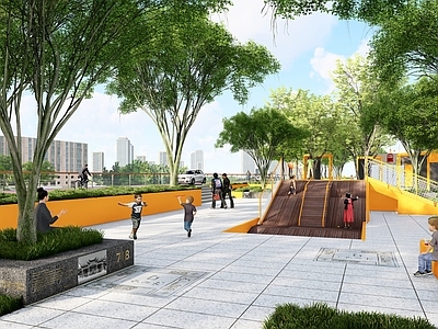 现代简约景观公园 文创公园 儿童活动区 文化景观 滨水空间 咖啡店