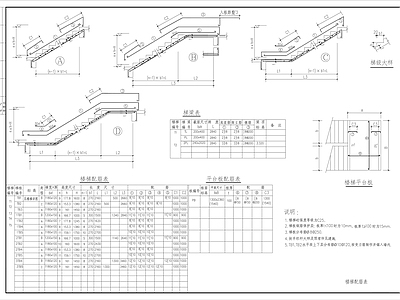 现代楼梯节点 楼梯剖面 楼梯立面节点 施工图