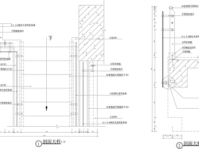 现代楼梯节点 楼梯剖面 楼梯立面节点 施工图