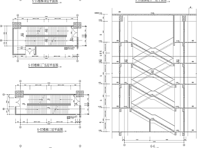 现代楼梯节点 楼梯剖面 楼梯立面节点 施工图