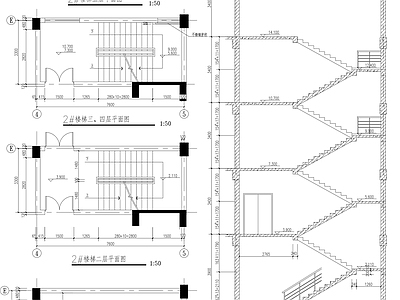现代楼梯节点 楼梯剖面 楼梯立面节点 施工图