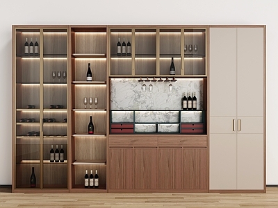 新中式酒柜 酒柜 餐柜 红酒柜 玻璃酒柜