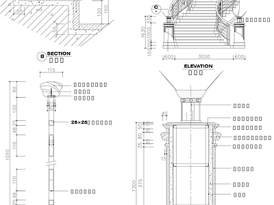 现代楼梯节点 楼梯剖面 楼梯立面节点 施工图