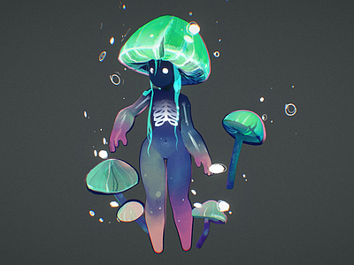 虚拟人物 绿磷小菇 蘑菇人 精灵 蘑菇精灵 卡通精灵