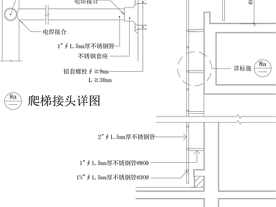 现代楼梯节点 楼梯剖面 楼梯立面节点 施工图