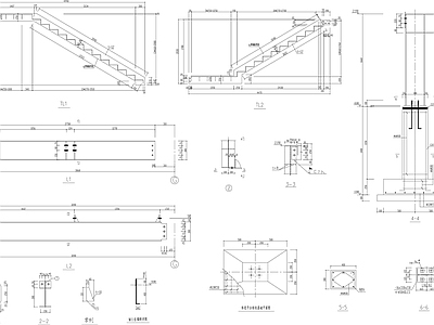 现代楼梯节点 楼梯剖面 楼梯立面节点 施工图