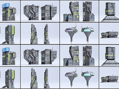 现代工业艺术风格建筑 赛博朋克建筑 未来科幻建筑 赛博朋克风格街道 外星建筑城市 赛博朋克城市建筑