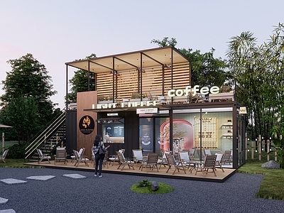 现代其他商业建筑 集装箱咖啡厅 网红打卡 休闲营地 露营茶室