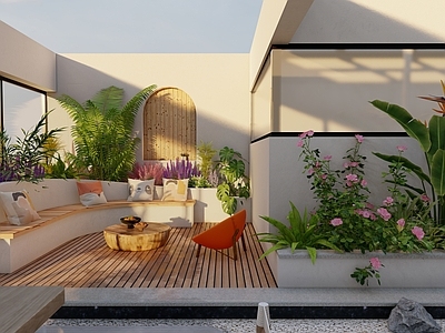 现代原木屋顶花园 屋顶花园 小花园 露台花园 吧台 茶室